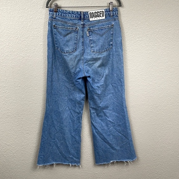 The Ragged Priest Jeans Wide Leg High Rise Baggy Jeans Raw Hem Crop Skater - Picture 7 of 12